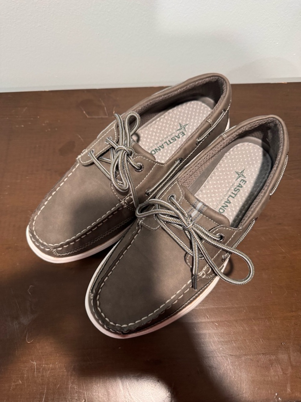 Eastland Men’s Grey Benton Boat Shoes with White Outsole. Retired Style!!!